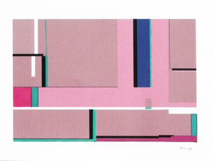 Rufo Criado: Variación Nº7. En el laberinto, 2021. Técnica mixta sobre papel, 22x32 cm