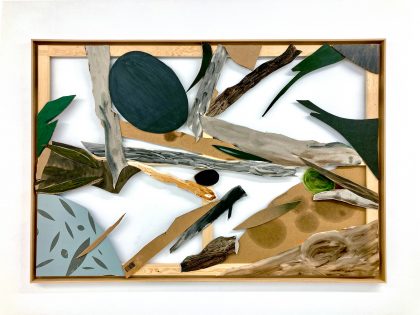 Miguel Ángel Tornero: Sin título, 2022. Collage sobre bastidor y marco de madera. 136x202 cm.