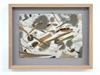 Miguel Ángel Tornero: Sin título, 2022. Collage en papel de estraza sobre cartón en marco de madera de roble y cristal museo antirreflejo. 50x65 cm.