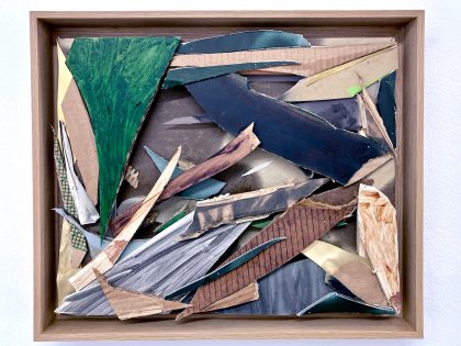 Miguel Ángel Tornero: Sin título (quemar ramón), 2020. Collage sobre bastidor y marco de madera. 44x52 cm