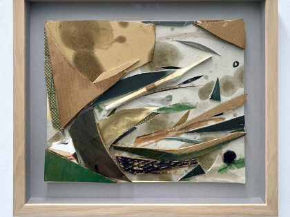 Miguel Ángel Tornero: Sin título, 2020. Collage sobre cartón en marco de madera de roble y cristal museo antirreflejo. 52x60 cm