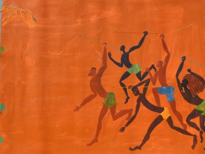Laura López Balza: Entre el pueblo y el manglar, 2020. Acrílico sobre papel, 73x108 cm