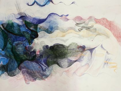 Estéfana Román Matesanz: Dibujo 2, 2022. Técnica mixta, lápices de color, tinta y grafito sobre papel, 42x59,4 cm2