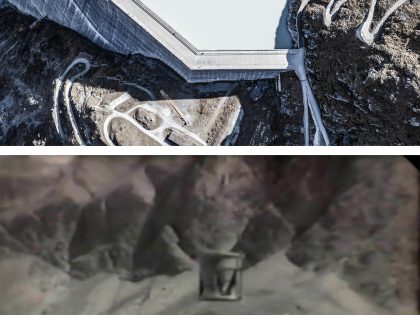 Pilar Cossío: "Opération béton" II. Grande Dixence, 2026. Fotografía sobre transparencia, 25 x 20 cm