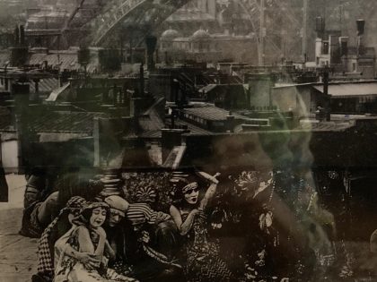 Pilar Cossío: "Intolerance". Jounal de la Seine, 1999. Fotomontaje y collage sobre transparencia, 32 x 24 cm